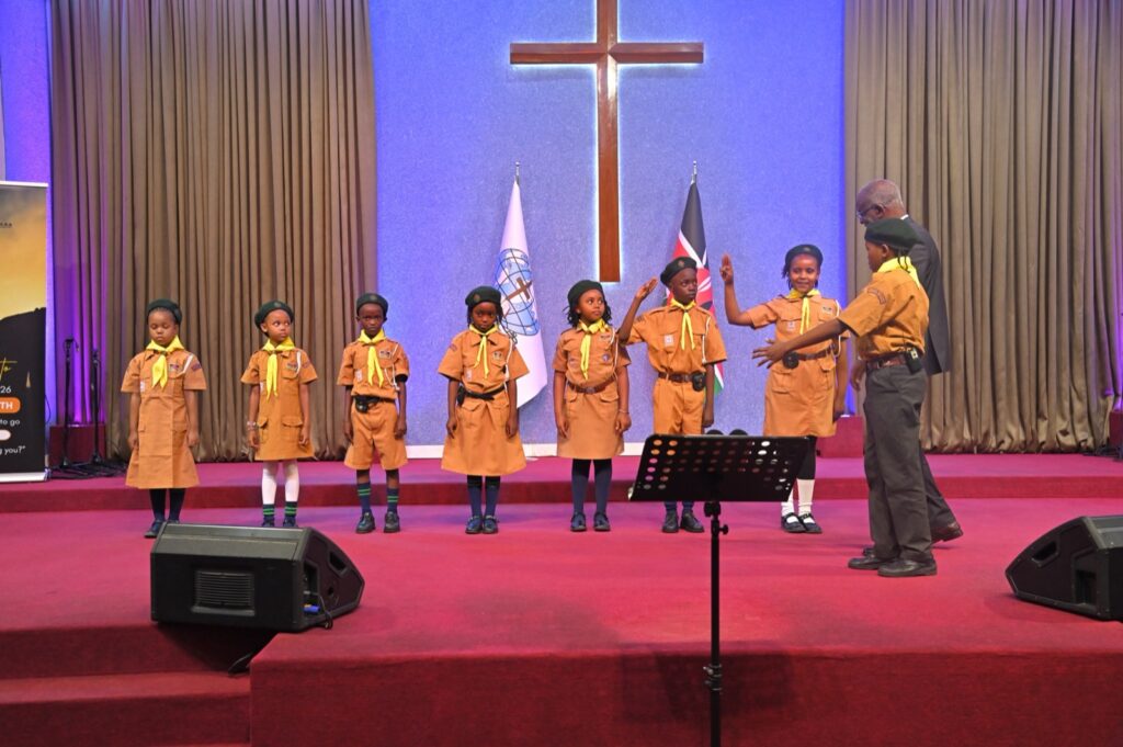 Kings International Academy scouts lined up on stage at the 2026 graduation