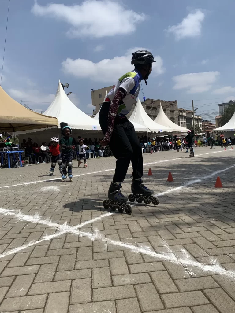 Learner skating to the finish at Kings International Academy Sports Day 2026
